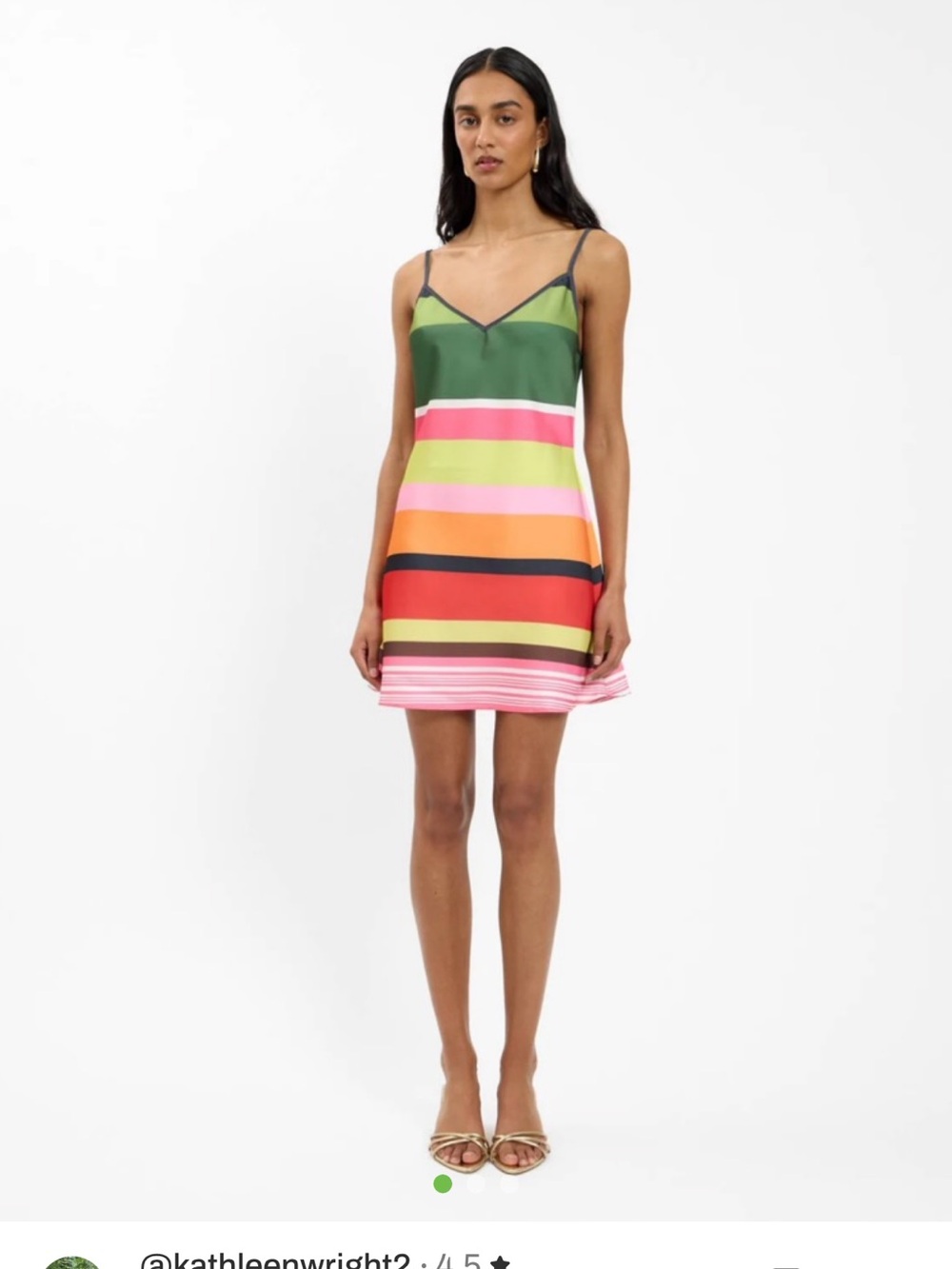 Multicolor Striped Mini Slip Dress - Green & Pink